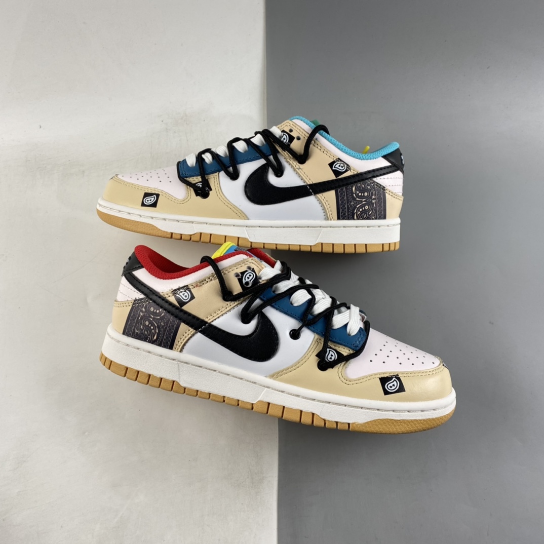 Custom-Nike-Dunk-Low-Retro-White-Beige-Black