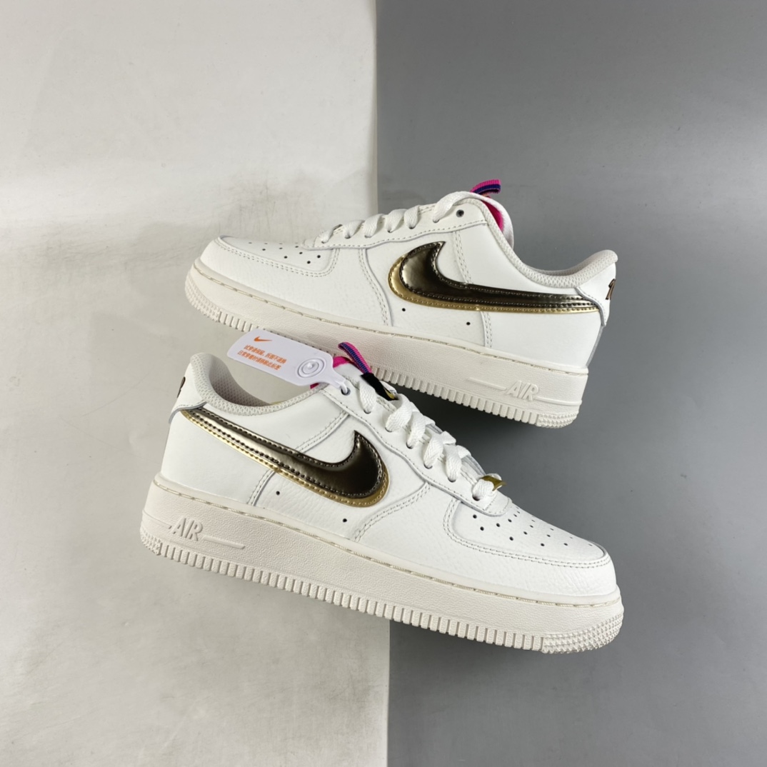 Nike-Air-Force-1-Low-Double-Swoosh-White-Gold-Silver-For-Sale