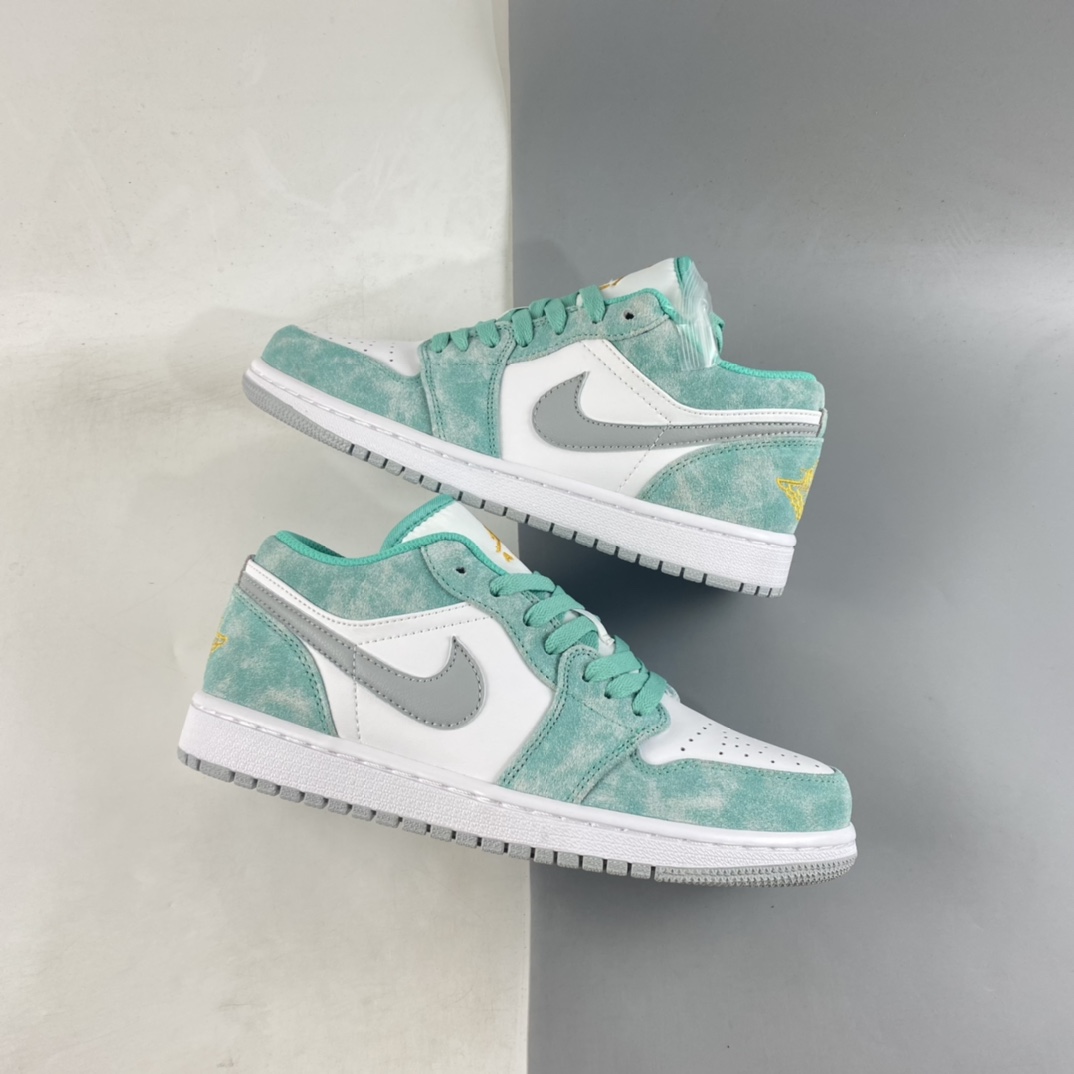 Air-Jordan-1-Low-New-Emerald-White-Light-Steel-Grey-For-Sale