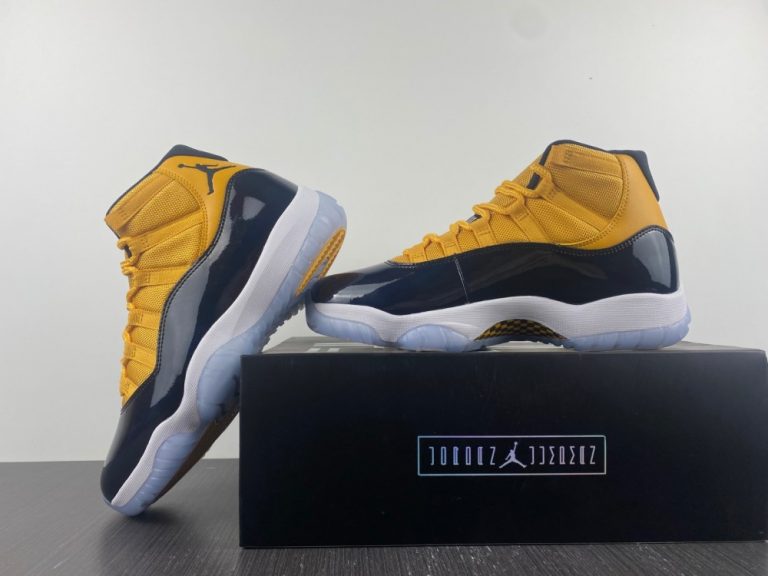 black and yellow jordans 11