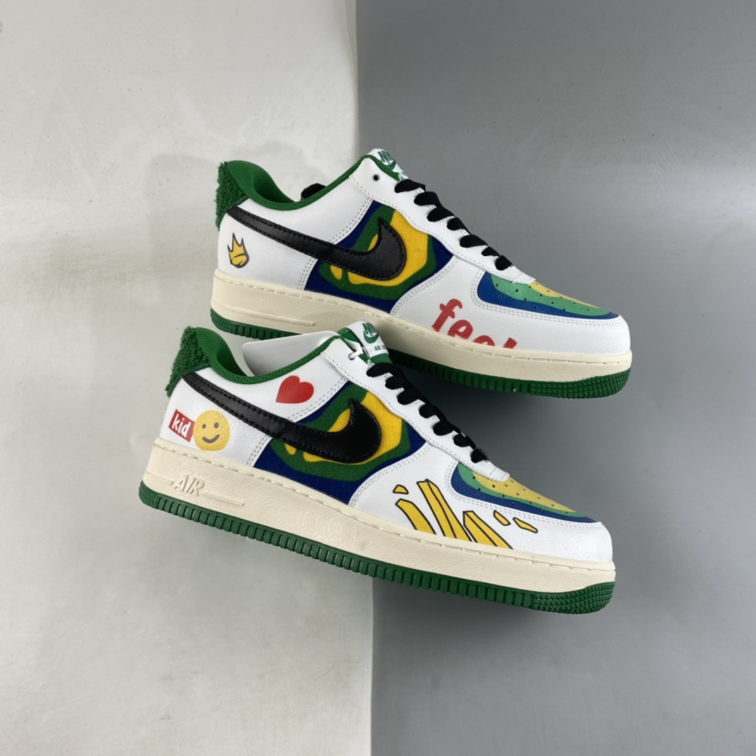 Custom-Nike-Air-Force-1-Low-White-Green-Yellow-For-Sale-1