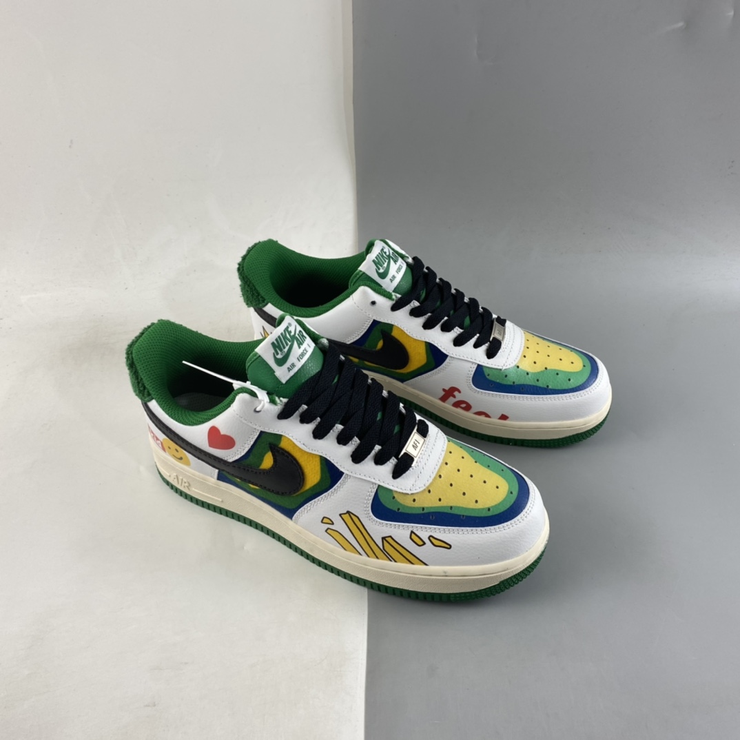 Custom-Nike-Air-Force-1-Low-White-Green-Yellow-For-Sale-6