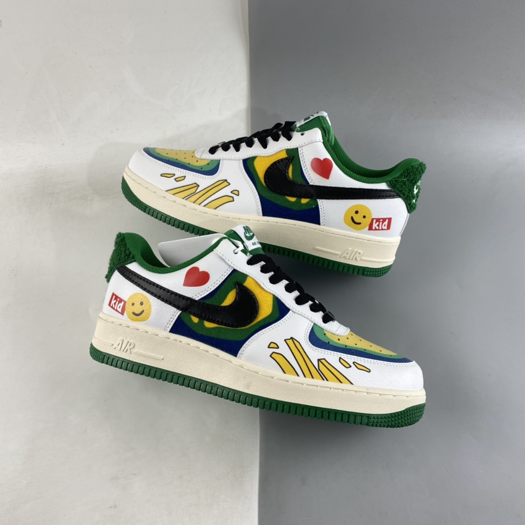 Custom-Nike-Air-Force-1-Low-White-Green-Yellow-For-Sale