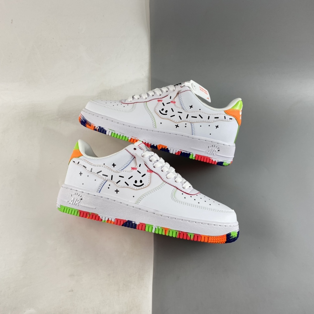 Nike-Air-Force-1-Low-Doodles-White-Orange-Green-For-Sale
