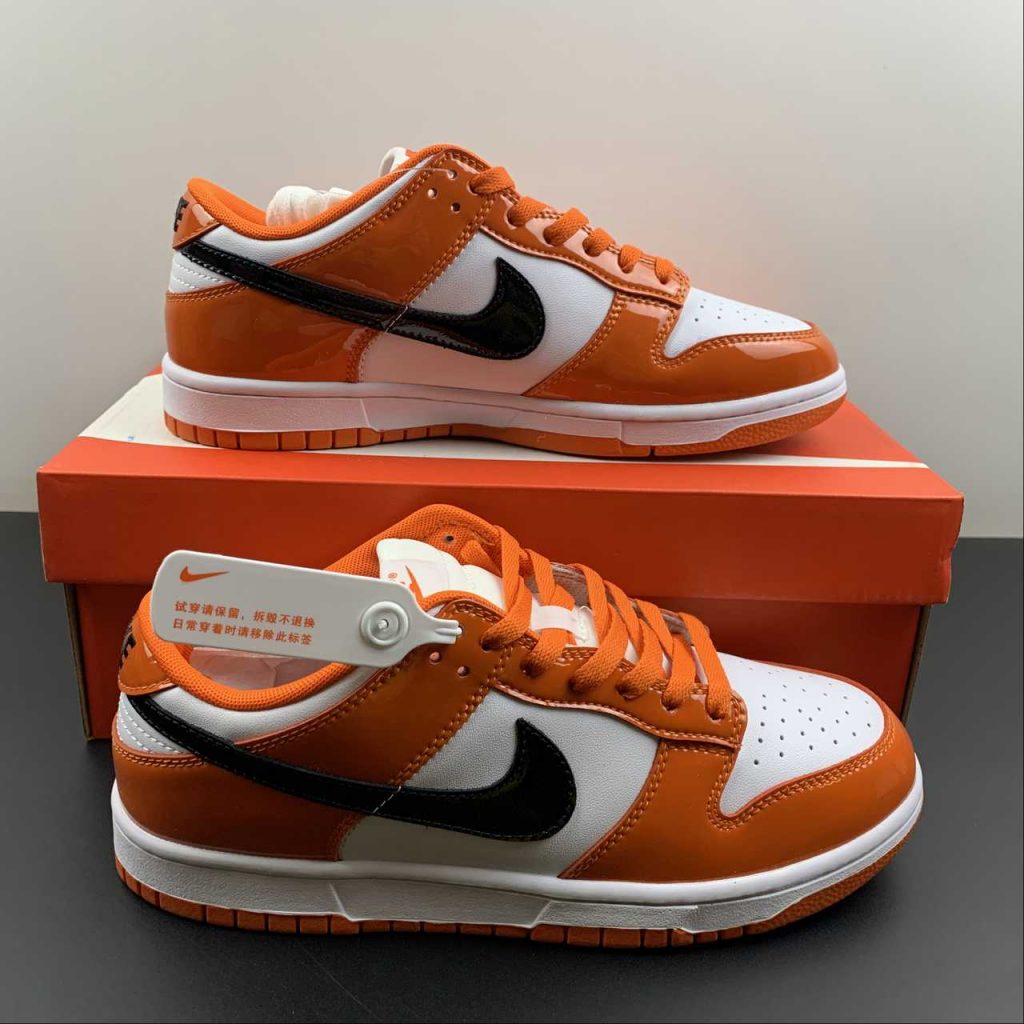 orange and white dunks