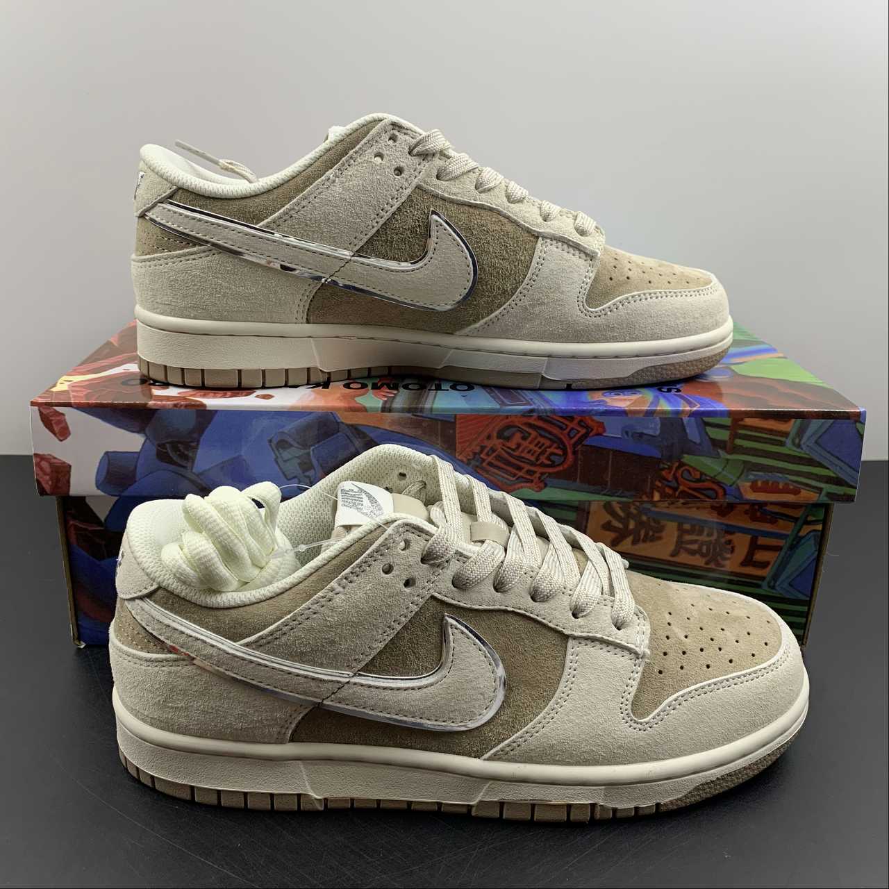 Custom-Nike-Dunk-Low-Grey-Brown-Suede-For-Sale-8