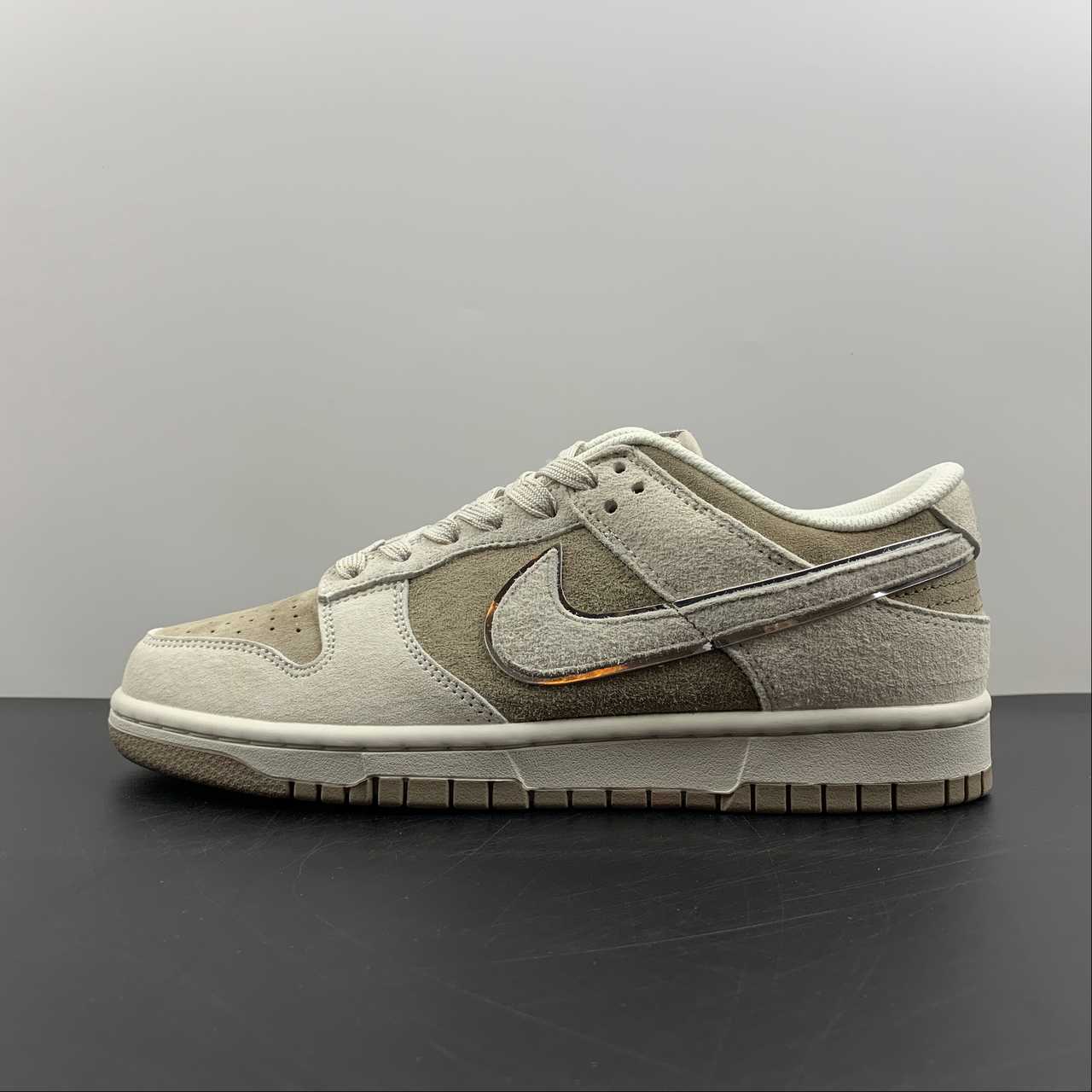 Custom-Nike-Dunk-Low-Grey-Brown-Suede-For-Sale