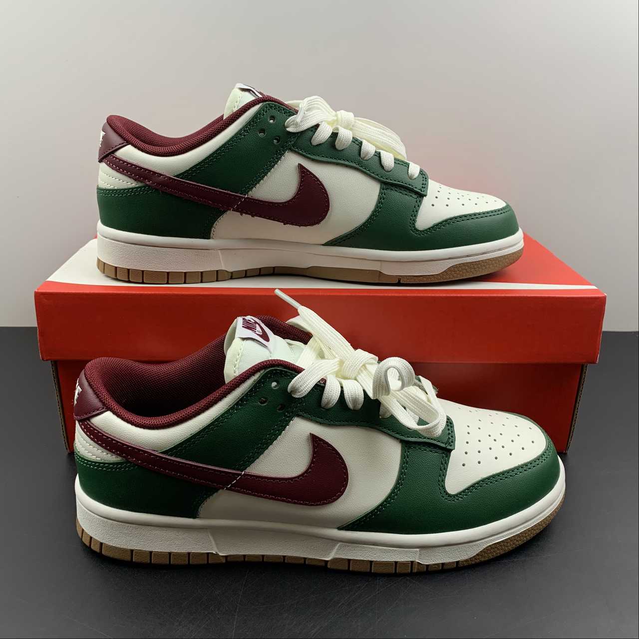 Nike-Dunk-Low-Gorge-Green-White-Team-Red-Gum-For-Sale-8