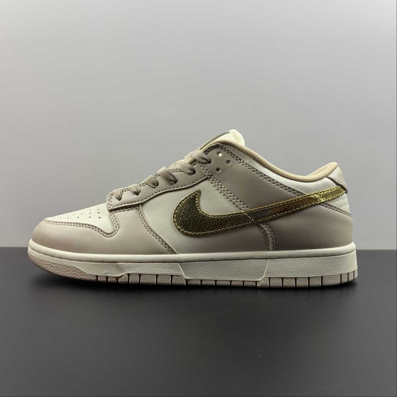 Nike-Dunk-Low-Gold-Swoosh-White-Tan-Gold-For-Sale