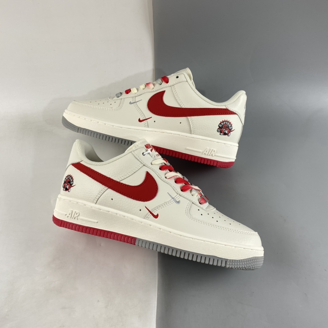 Custom-Nike-Air-Force-1-Low-Raptors-White-Red-For-Sale