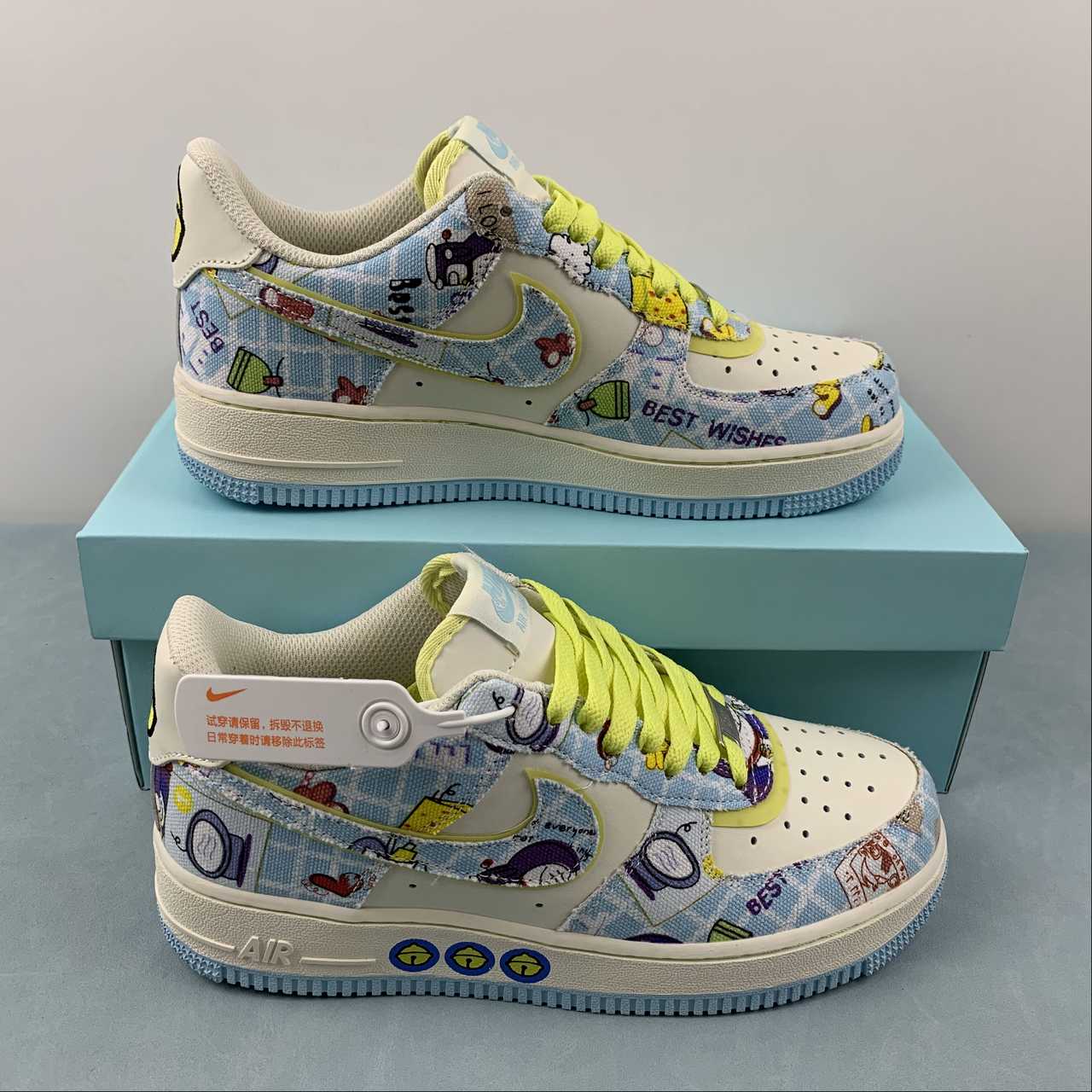 Custom-Nike-Air-Force-1-Low-Doraemon-White-Blue-Yellow-8